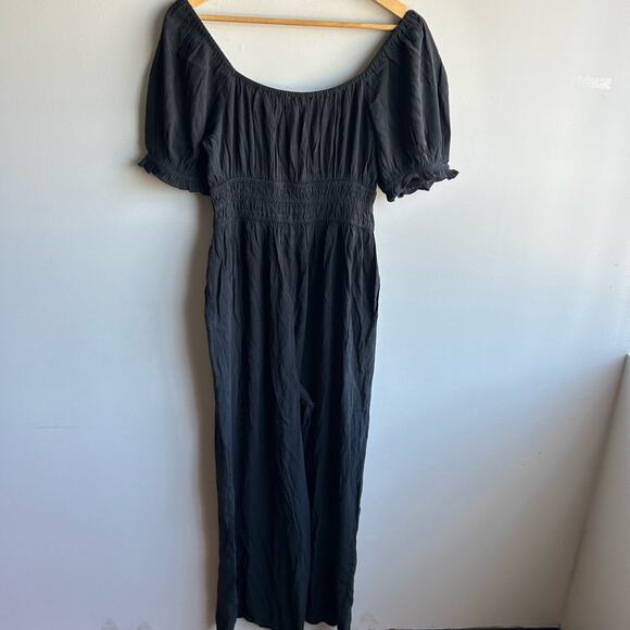 Madewell The Sophia Scoop-Neck Jumpsuit Womens Size M Black Smocked NWT - Picture 7 of 9